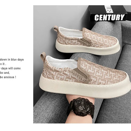 2025 Autumn New Fashion Shallow Mouth Casual Canvas Shoes for Men Breathable Comfortable Niche Design Versatile Chunky Sneakers