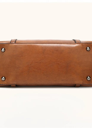 Borsa a Mano in Ecopelle Marrone per Donne – Borsa a Spalla in Ecopelle con Cinturino Regolabile, Tasche con Cerniera, 31x26x11cm