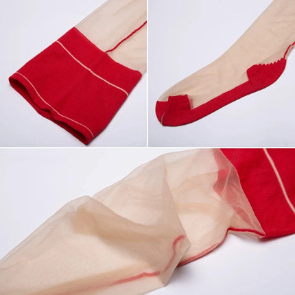 Calze sexy retrò per lingerie Colore a contrasto Coscia alta cucitura posteriore Medias Mujer Calze in nylon a costine larghe ultrasottili per le donne