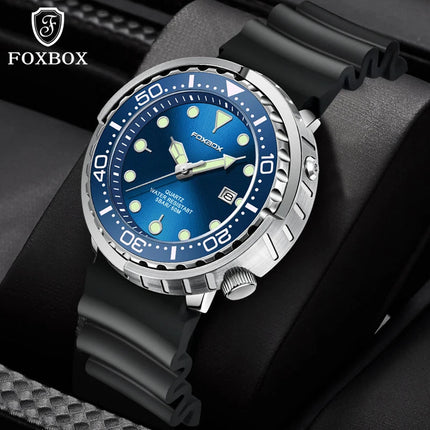 FOXBOX Top Brand Fashion Diver Watch Men 50ATM Waterproof Date Clock orologi sportivi orologio da polso al quarzo da uomo Relogio Masculino platinumshop