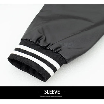 Men's Casual Varsity Jacket Racing Letterman Baseball Coat Vintage Embroidery Outerwear Streetswear with Faux Leather Sleeves