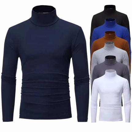 Thermal Underwear Tops Men Spring Clothes Thermal Shirt Autumn Men's Winter Tights High Neck Thin Slim Fit Long Sleeve T-shirt PlatiNum