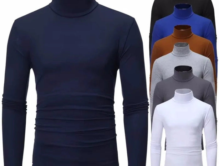 Thermal Underwear Tops Men Spring Clothes Thermal Shirt Autumn Men's Winter Tights High Neck Thin Slim Fit Long Sleeve T-shirt PlatiNum