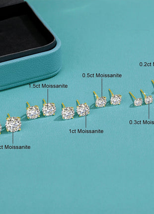 Orecchini a bottone in moissanite a 4 punte in oro massiccio 14 carati per le donne Orecchini a bottone con diamanti da sposa Gioielleria raffinata Regalo di compleanno platinumshop