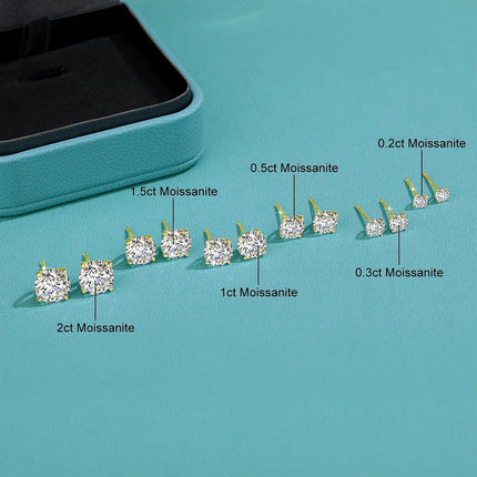 Orecchini a bottone in moissanite a 4 punte in oro massiccio 14 carati per le donne Orecchini a bottone con diamanti da sposa Gioielleria raffinata Regalo di compleanno platinumshop