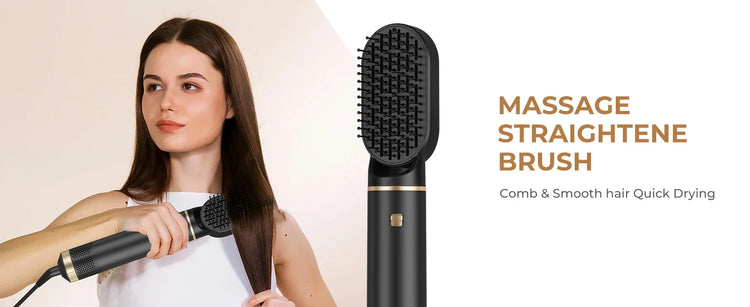 1000W Hair Dryer 5 in 1 Electric Comb Negative Ion Straightener Comb Curling Iron Detachable Multifunctional Heating Brush Hair Dryer