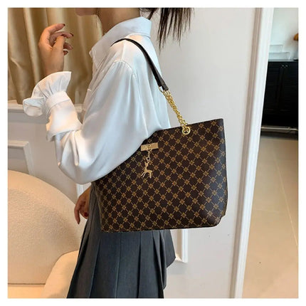 Women Luxury Design Tote Bag  Large Capacity Handbag Fashion Printing Shoulder Bag Trendy New Shopping Bag Purse PlatiNum