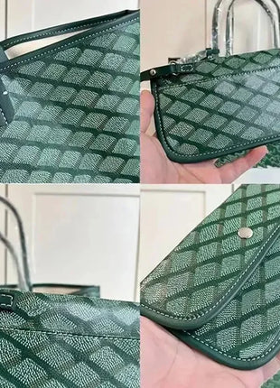 Borsa tote da donna in vera pelle da 34 cm, borsa alla moda, set da 2 pezzi con mini portafoglio in pelle abbinato per lo shopping quotidiano