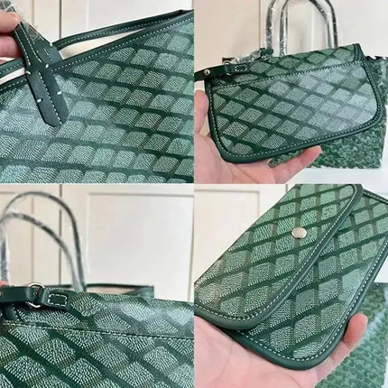 Borsa tote da donna in vera pelle da 34 cm, borsa alla moda, set da 2 pezzi con mini portafoglio in pelle abbinato per lo shopping quotidiano