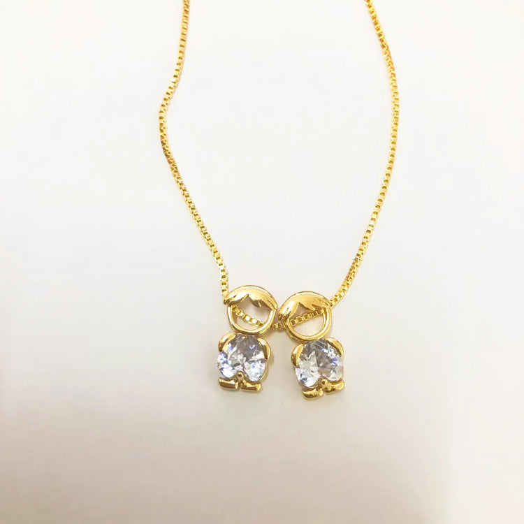 Nidin Fashion Cute Girls Boys Pendant Necklaces For Women Heart Shape Crystal Zircon Charm Clavicle Chain Jewelry Birthday Gifts PlatiNum