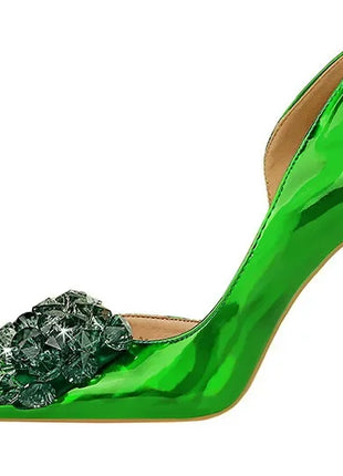BIGTREE Scarpe con fiocco in strass Décolleté da donna Scarpe da banchetto di lusso Tacchi alti sexy Scarpe da festa con tacco a spillo da donna di grandi dimensioni 41 42 43