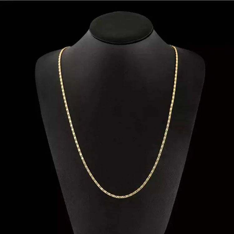 Fashion 18k Gold Necklace 2MM 16/18/20/22/24/26/28/30 Inch Side Chain Necklace For Women Men Jewelry 925 Silver Necklace PlatiNum