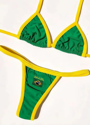 Costume da Bagno Bikini Brasiliano Ricamato a Contrasto con Patchwork per Donna - Set Estivo da Spiaggia platinumshop