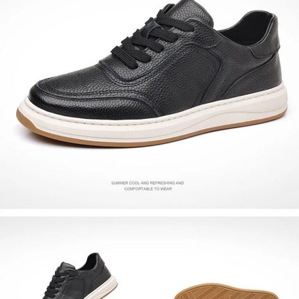 2026 New Men's Leather Shoes Casual Spring Autumn Fashionable Genuine Cowhide Slip-On Breathable Comfortable Anti-Slip Shoes