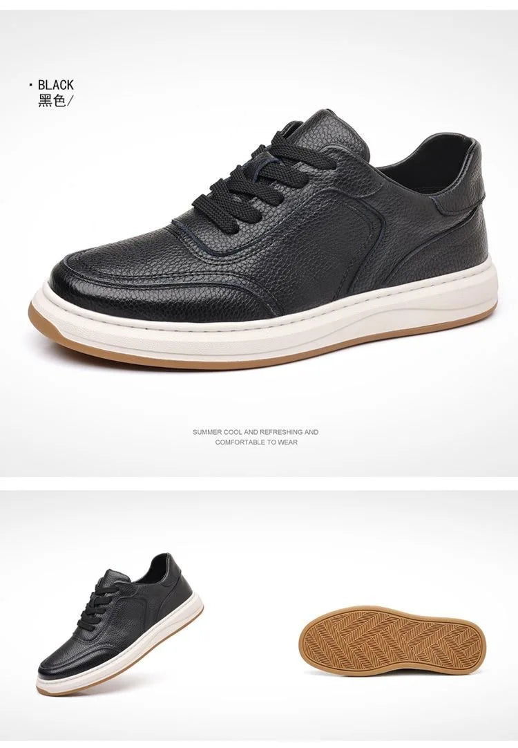 2026 New Men's Leather Shoes Casual Spring Autumn Fashionable Genuine Cowhide Slip-On Breathable Comfortable Anti-Slip Shoes