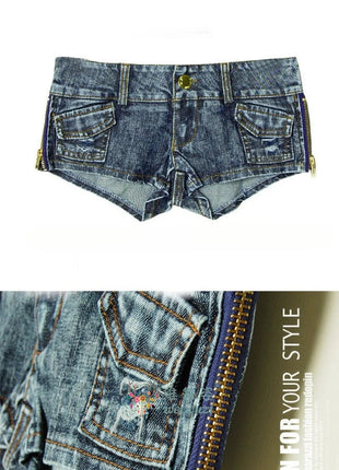 Charming Button Low Waist Denim Shorts Women Clothing Fashion Jeans Super Shorts NightClub DJ Pole Dance DS Party Hot Pants PlatiNum