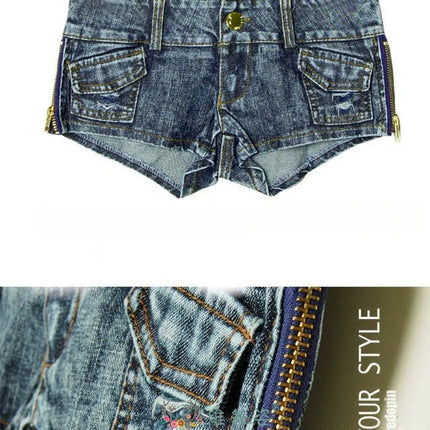 Charming Button Low Waist Denim Shorts Women Clothing Fashion Jeans Super Shorts NightClub DJ Pole Dance DS Party Hot Pants PlatiNum