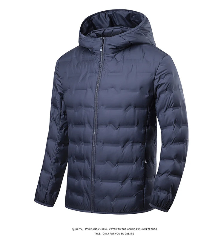 EUMERGX Men's Down Jacket Winter Warm Duck Down Lightweight Padding Jackets Camping Climbing Trekking Graphene Lining Coat