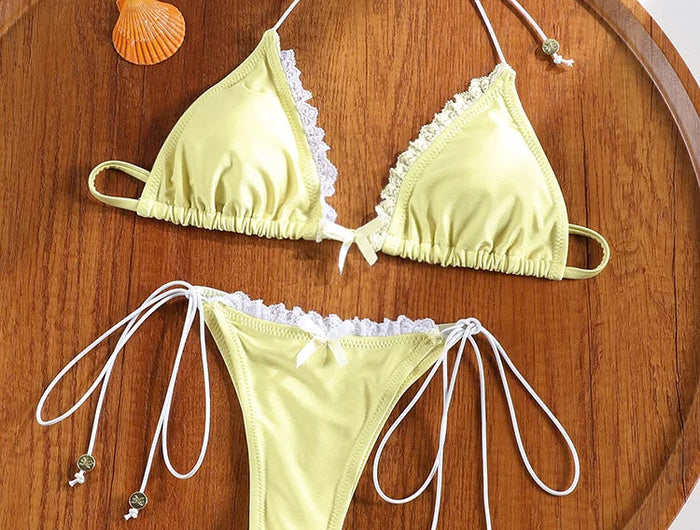 ZRTAK Bikini sexy con bordi in pizzo Micro perizoma costume da bagno costume da bagno donna Biquini fasciatura costumi da bagno costumi da bagno set bikini 2 pezzi platinumshop