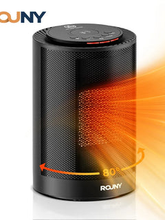 Portable Desktop Electric Space Heater, 80°Oscillating, 1200W PTC Ceramic Heater Fan for Bedroom, Office, Indoor Heating, Black