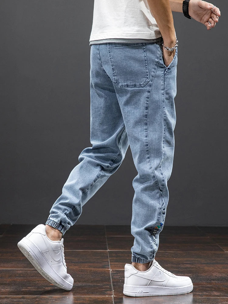 Spring Summer Black Blue Cargo Jeans Men Streetwear Denim Jogger Pants Men Baggy Harem Jean Trousers Plus Size PlatiNum