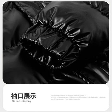winter casual down cotton jacket Men's bright faced cotton jacket solid color thicken warm men winter coat hooded winter jacket