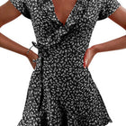 Abito estivo a trapezio Floal da donna Dolce ed elegante con volant floreale con scollo a V Abito co