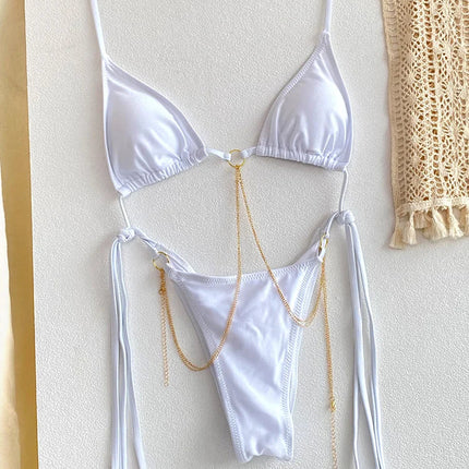 Catene a triangolo sexy Set bikini Micro perizoma Costume da bagno donna Costume da bagno Biquini Fasciatura Costumi da bagno Stampa Costumi da bagno Perizoma Bikini platinumshop