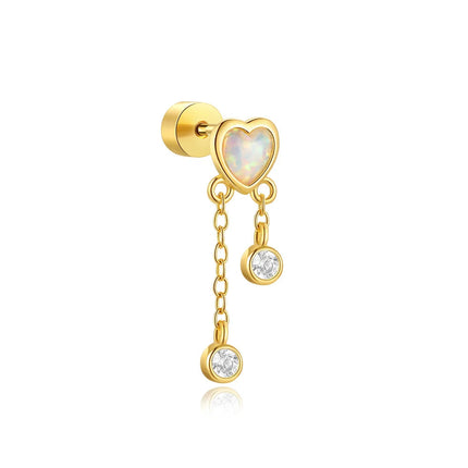 CANNER 1PC 925 Sterling Silver Exquisite Crown Opal Piercing Earring for Women Ear Studs Cartilage Earring Body Jewelry Gift PlatiNum