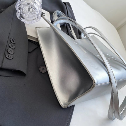 Designer Tote Bag For Women Large Capacity Handbag Portable Brand Briefcase Top Quality Pu Leather Female Shoulder Crossbody Bag PlatiNum