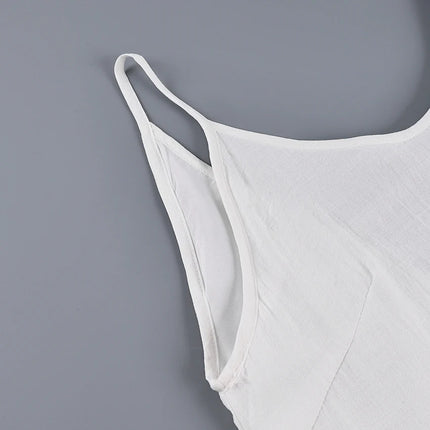 HiLoc Abito lungo bianco allentato casual Robe 2025 Nuovi abiti estivi con scollo a V per le donne Primavera senza maniche Vestaglie dritte Camicia da notte