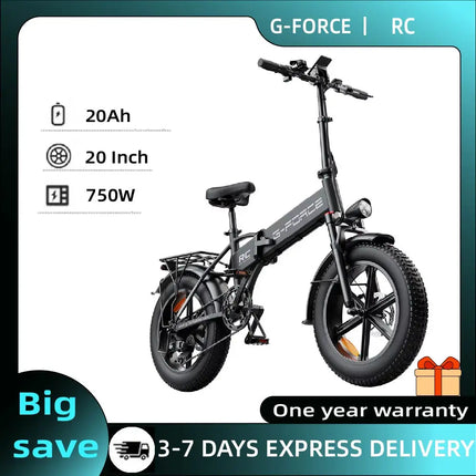 Bicicletta Elettrica Pieghevole G-FORCE RC per Adulti, Motore 750W, Batteria 48V 20AH, Pneumatici Fat da 20 Pollici, Bici Elettrica Urbana