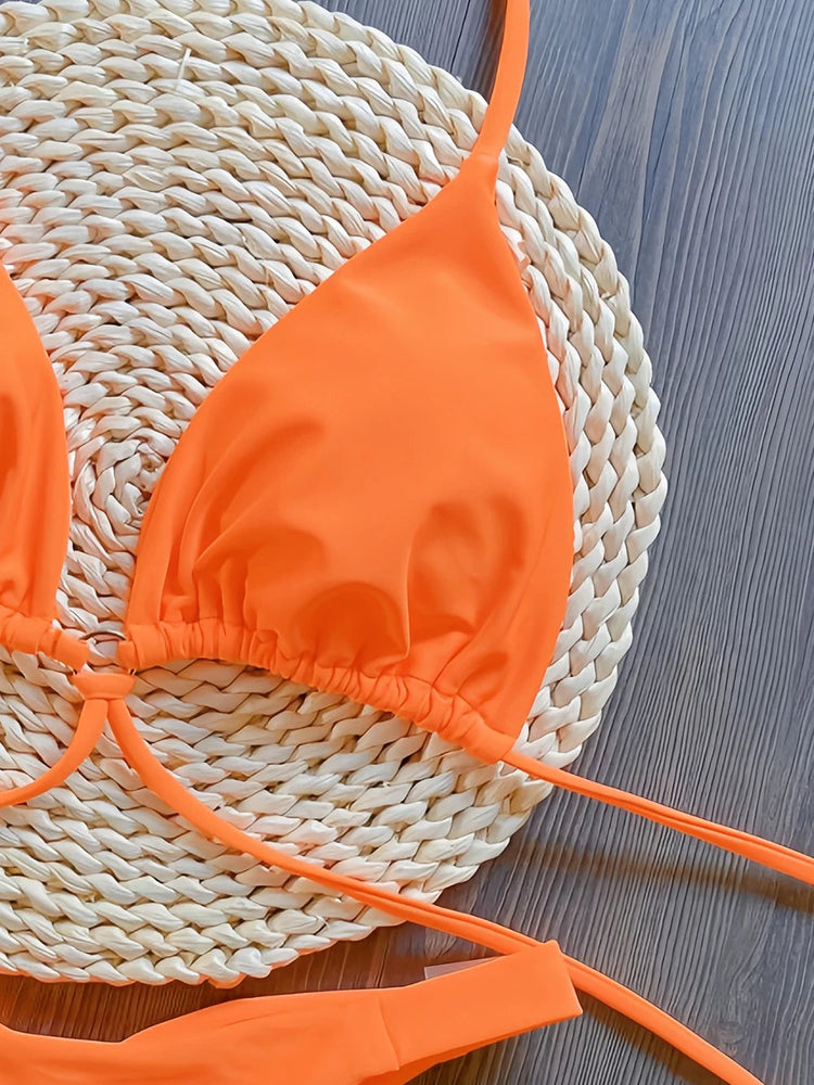 Set Bikini Triangolo Sexy Micro Perizoma Donna, Costume da Bagno Stampa Bandage, Abbigliamento da Spiaggia platinumshop