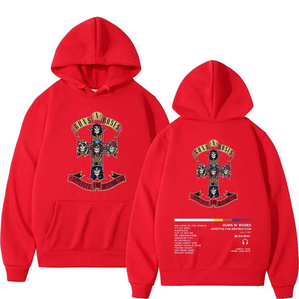 Men's and Women's Guns N Roses Printed Hooded Sweatshirts Guns N Roses Unisex Clothing Printed Rock Hip-hop Gothic Fashion