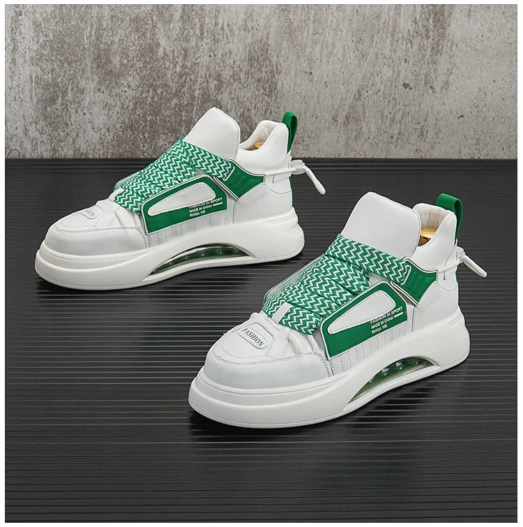 High top White Sneakers Best selling Mens Sneakers With Anti slip Wear resistant Properties Increasing Height by 6 Centimeters