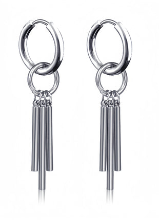 Long Hanging Crosses Leaves Pendants Hoops Woman Earrings Man Vintage Stainless steel Hip Hop Ear Piercing Jewelry Accessories PlatiNum