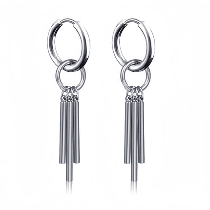 Long Hanging Crosses Leaves Pendants Hoops Woman Earrings Man Vintage Stainless steel Hip Hop Ear Piercing Jewelry Accessories PlatiNum