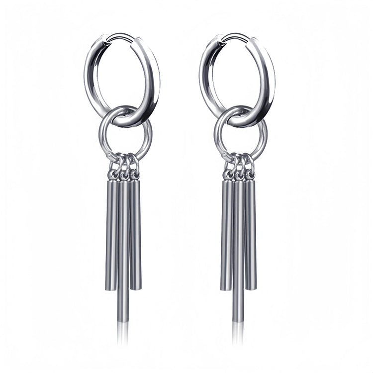 Long Hanging Crosses Leaves Pendants Hoops Woman Earrings Man Vintage Stainless steel Hip Hop Ear Piercing Jewelry Accessories PlatiNum