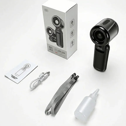 Ventilatore Portatile Mini con Nebulizzatore d'Acqua, 3600mAh, 5 Velocità, Pieghevole, da Appendere al Collo, Umidificatore Ricaricabile USB-C