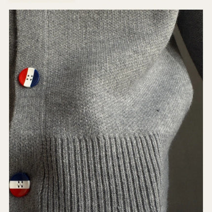 Fashion Men's Knit Cardigan High-End Brand Cartoon Dog Print Design Autumn Winter New Classic Striped Korean Casual Sweater Coat