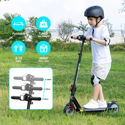 Monopattino elettrico pieghevole RCB R12 Pro W per bambini, autonomia 18 km/h, autonomia 15 km, schermo LED, luce RGB, per bambini dai 6 ai 12 anni