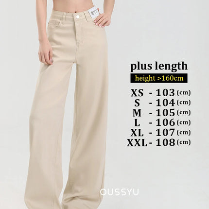 Nuova estate morbida Lyocell Jeans donna blu kaki bianco vita alta dritto sottile gamba larga pantaloni in denim Y2k abbigliamento femminile allentato 2XL