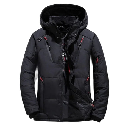 Winter White Duck Down Jacket Men Travel Hiking Thicken Warm Hooded Puffer Jackets Windproof Overcoat Down Coat Male Clothing