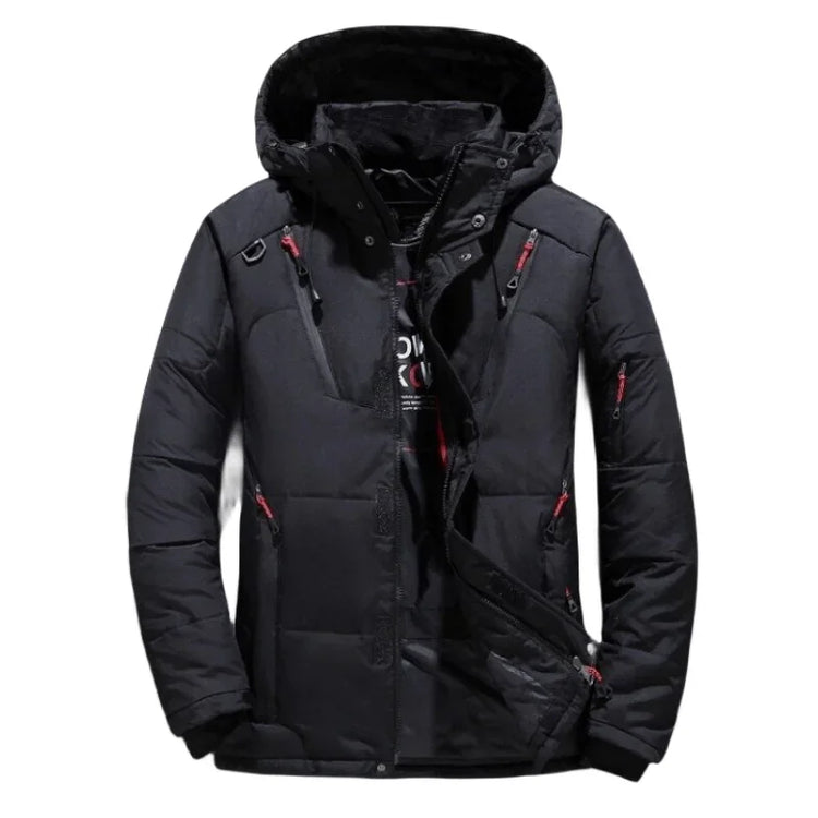 Winter White Duck Down Jacket Men Travel Hiking Thicken Warm Hooded Puffer Jackets Windproof Overcoat Down Coat Male Clothing