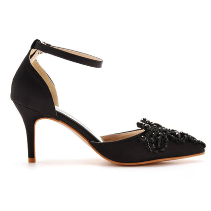 Sandali con tacco alto a punta décolleté da donna scarpe con scollo a barchetta firmate scarpe da sposa da donna scarpe da sera con tacco blu navy