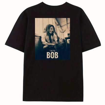 Men's all-season T-shirt with back print, Bob hip-hop rock singer design, high quality