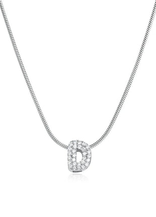 Fashion Tiny CZ Zircon Initial Alphabet Pendant Neckalce Gold Plated Stainless Steel A-Z Letter Necklaces Birthday Gifts Jewelry PlatiNum