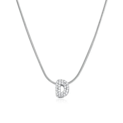 Fashion Tiny CZ Zircon Initial Alphabet Pendant Neckalce Gold Plated Stainless Steel A-Z Letter Necklaces Birthday Gifts Jewelry PlatiNum