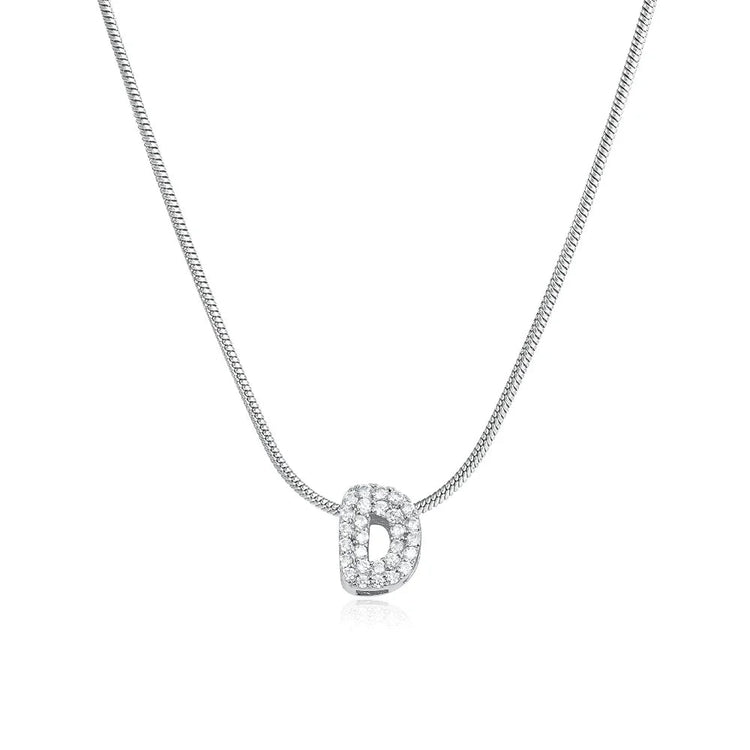 Fashion Tiny CZ Zircon Initial Alphabet Pendant Neckalce Gold Plated Stainless Steel A-Z Letter Necklaces Birthday Gifts Jewelry PlatiNum