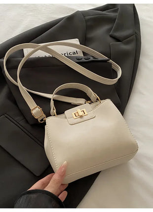 Elegante Mini Borsa a Tracolla con Manico Superiore, Chiusura Dorata, Versatile Borsa in Finta Pelle Scamosciata e Pelle per Uso Quotidiano Femminile
